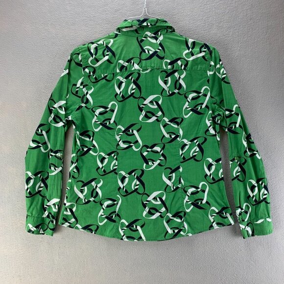 Liz Claiborne Womens Shirt Large Green Blue Button Up‎ Lightweight Nautical - Picture 4 of 12